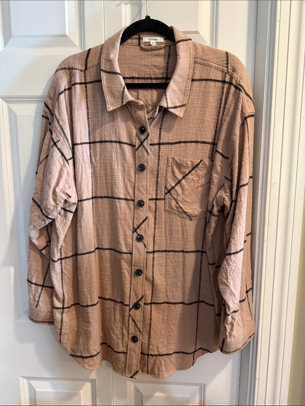 Maurices Blush Pink Plaid Button-Down Shirt